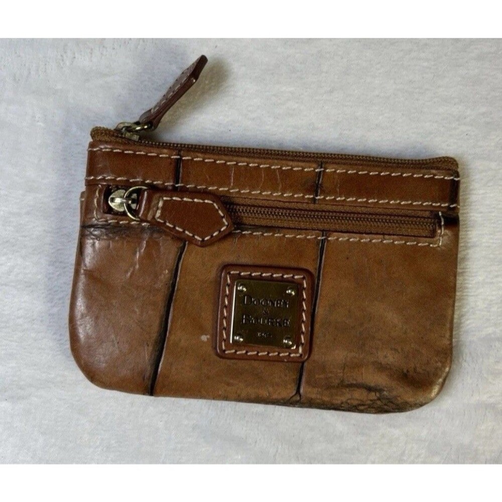 Dooney & Bourke Crocodile Embossed Leather Coin Purse Card Case Zipper Closure